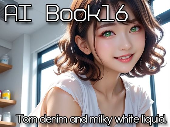 d 583947pl - AI Book16 - Torn denim and milky white liquid. -【Karasu Publishing】
