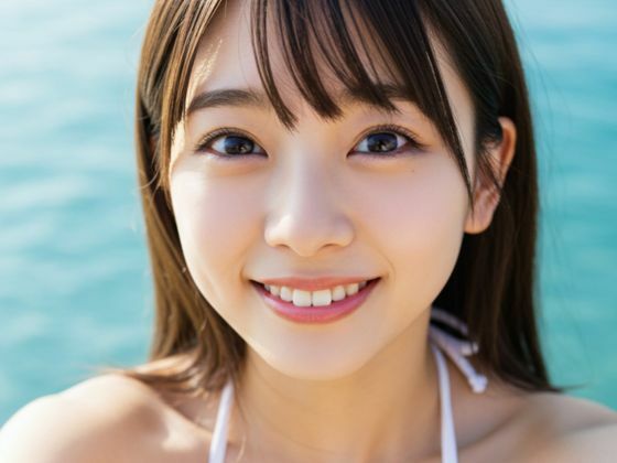 d 615351pl - 【AI水着美女】白ビキニ彼女と海セルフィーデート 50枚【nui】